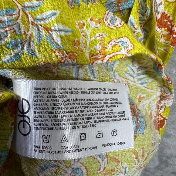 Sam Edelman NEW Women Blouse Smock Top Lg Green Apple Nyra Floral Flutter Sleeve - Picture 11 of 12